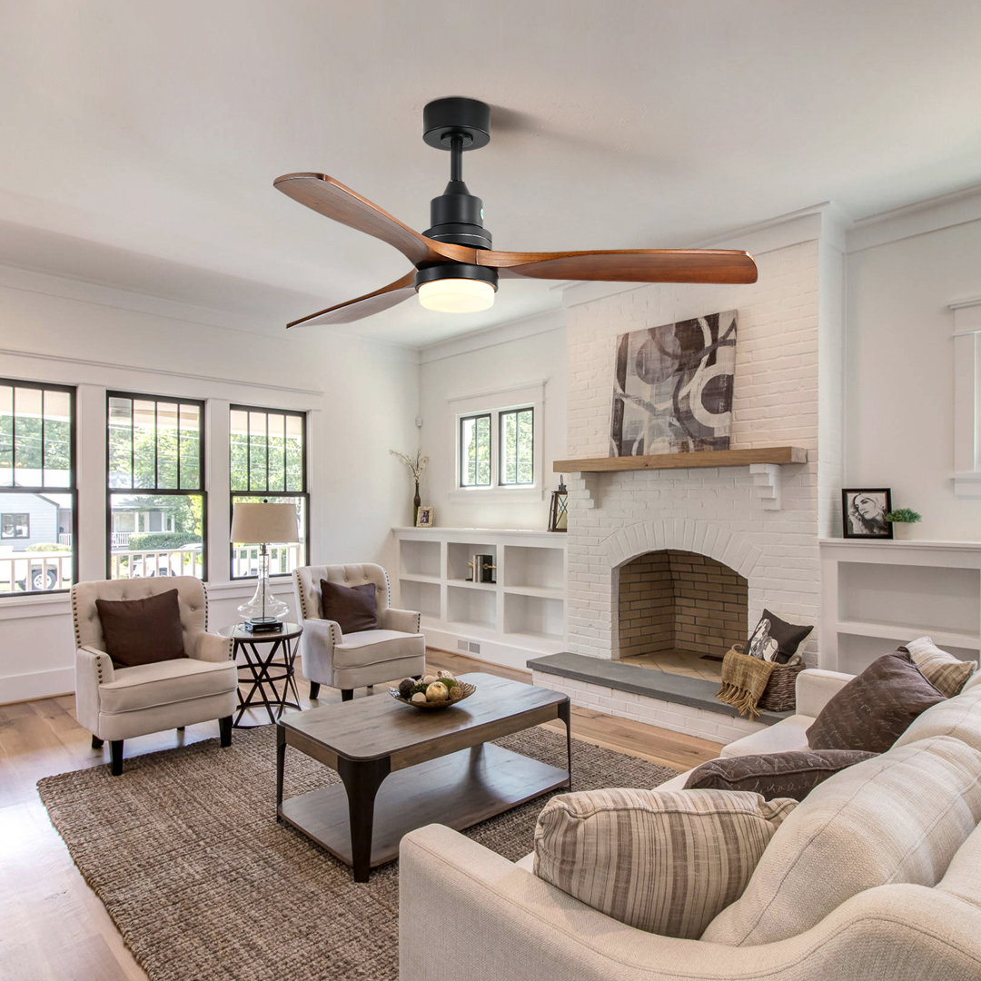 Nicola 52'' 3 - Blade Modern Ceiling Fan with Remote Control and Light Kit